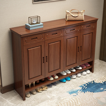 Solid wood shoe cabinet home large-capacity door locker modern Chinese-style door-saving space porch shoe cabinet integrated