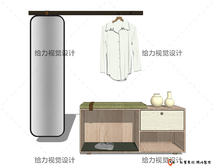 T437 SU模型鞋柜入户玄关柜装饰柜现代欧式北欧室内家装草...-14