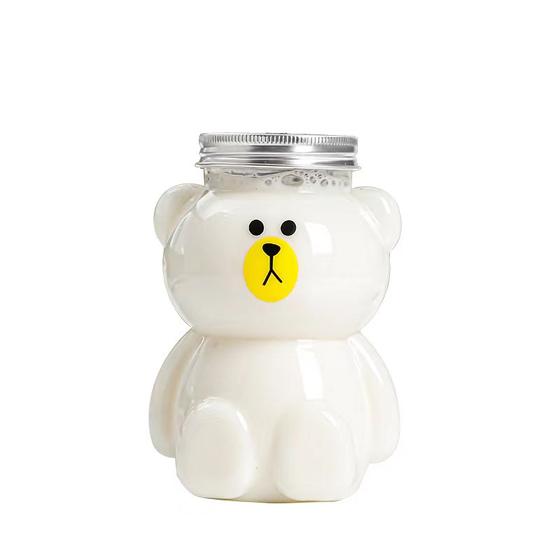 小熊饮料瓶卡通奶茶杯果汁瓶冷饮杯食品级家用塑料密封糖果收纳罐