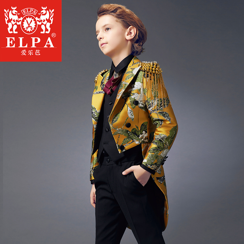 Childrens Tuxedo boy cài áo Inn Gió trai sàn catwalk chương trình phù hợp với hoa cậu bé phù hợp với áo thoáng mát mùa thu.