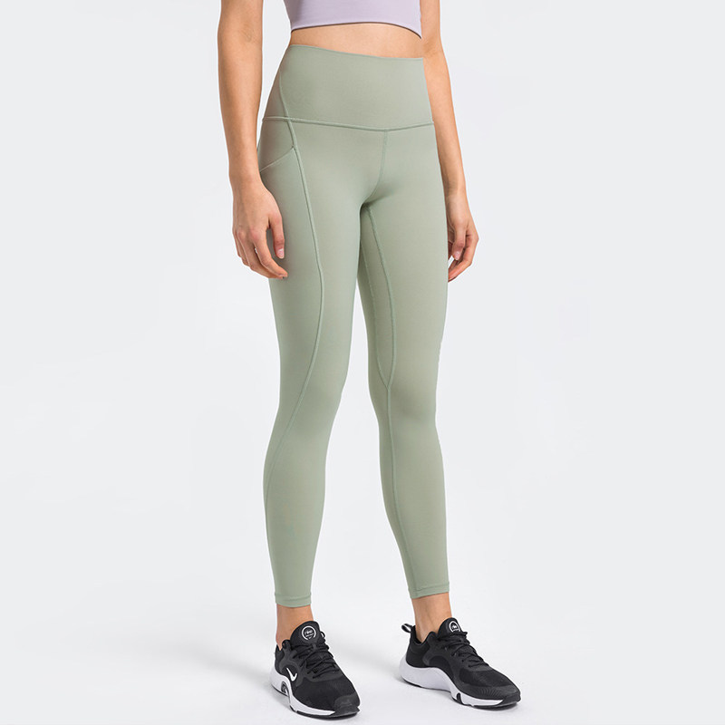 LULU's same nude yoga pants high waist buttock speed dry air and lean sports running fitness nine-point pants autumn