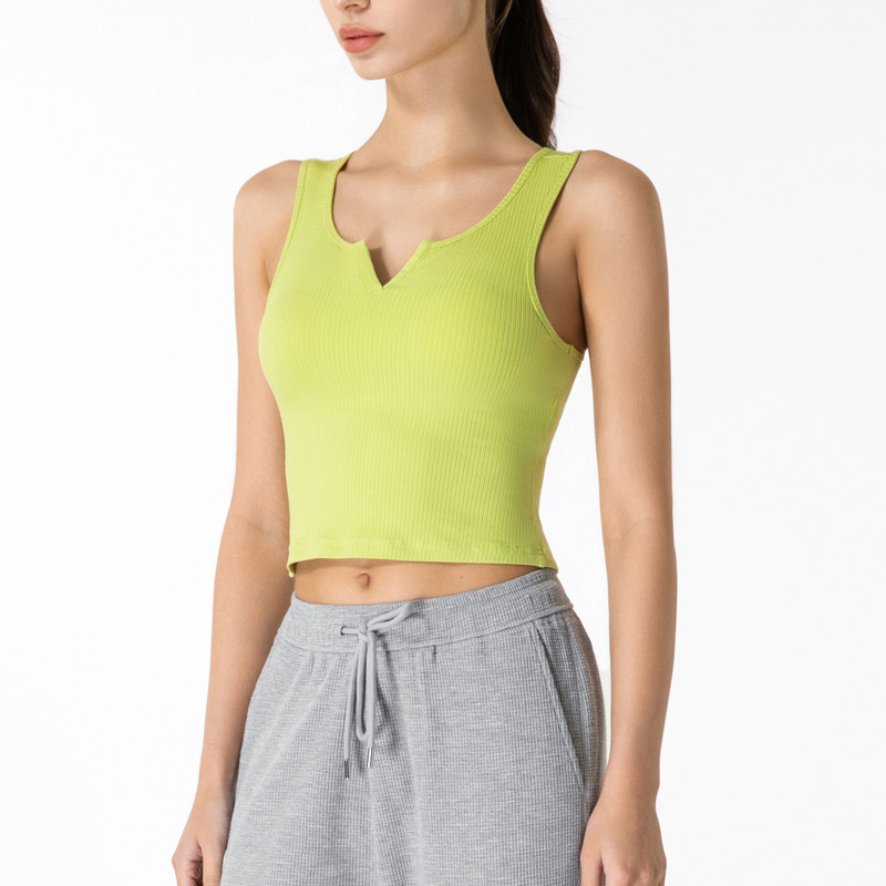 Professional Yoga Vest Woman With Chest Cushion V Collar High Waist Sexy Outwear Quick Dry Breathable Sports Fitness Training Blouse