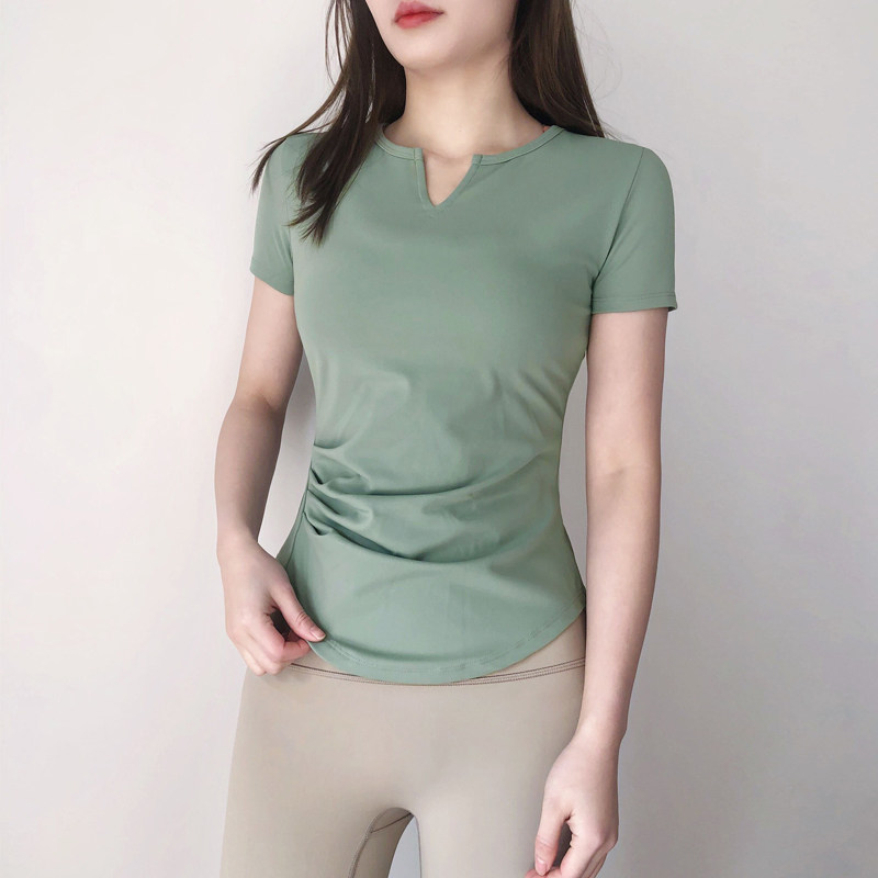 Professional high-end yoga short-sleeved women's slim slimming quick-drying breathable sports fitness top T-shirt Pilates clothes