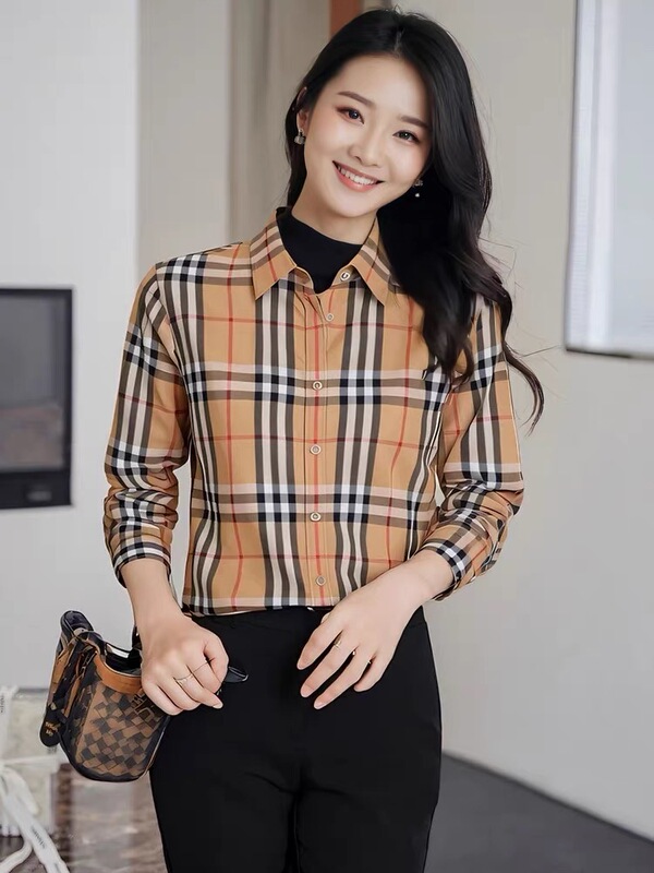 Women's Casual Fashion Versatile Classic Plaid Single-Breasted Loose Pure Cotton Men's Long-Sleeve Shirt Plus Size