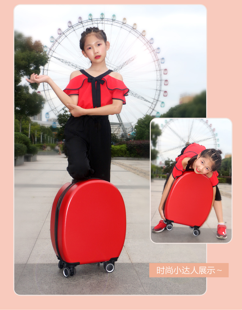 Lulu gấu vali nữ 20 inch nhỏ in lưới màu đỏ lên máy bay vali phổ quát bánh xe trường hợp ánh sáng xe đẩy trường hợp - Va li túi du lịch nữ