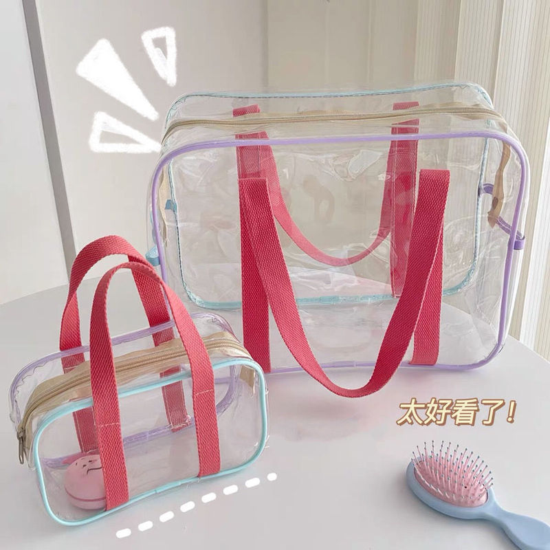 Jelly Bag for Women, Large Transparent Makeup Pvc Toiletry Bag for Bathroom, Shower, Waterproof, Swimming, Storage, Handbag, Beach Bag