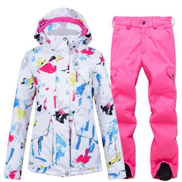 Ski Suit Women Suit New Winter Windproof Warm Thickening Coat Snowsuit Veneer Double Board Ski Suit Pants Suit