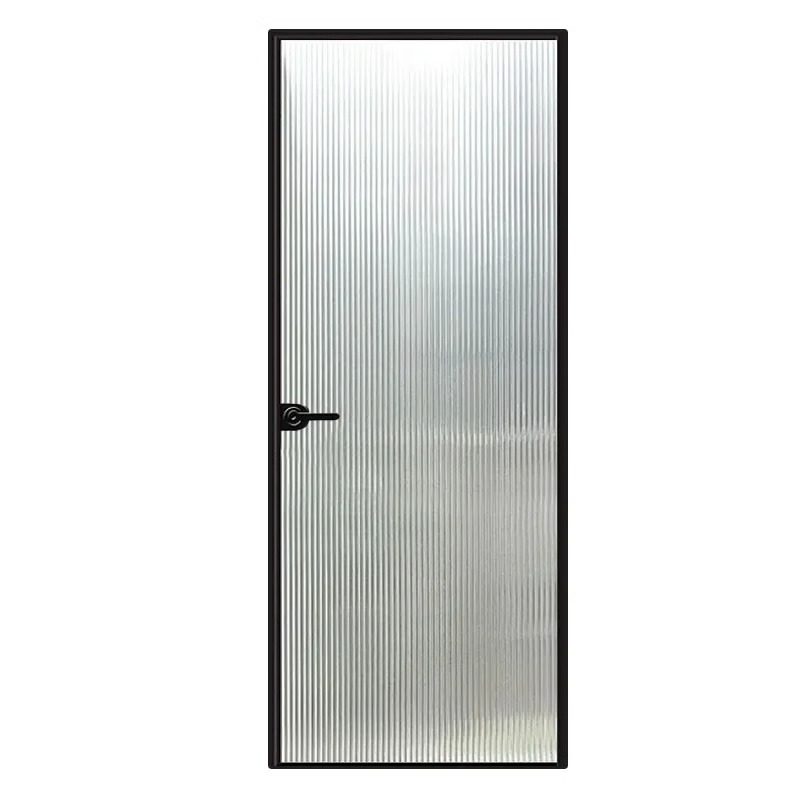Ultra-Clear Changhong Glass Door, Extremely Narrow Bathroom Door, Toilet Door, Shower Door, Gray Oil-Sand Titanium Magnesium Aluminum Alloy Flat-Opening Door