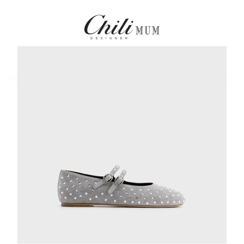 Chilimum Rizzo Rhinestone Flats Women's Niche Designer Brand Mary Jane Shoes Round Toe Flat Women's Shoes Chilimum Rizzo Rhinestone Flats Women's Niche Designer Brand Mary Jane Shoes Round Toe Flat Women's Shoes