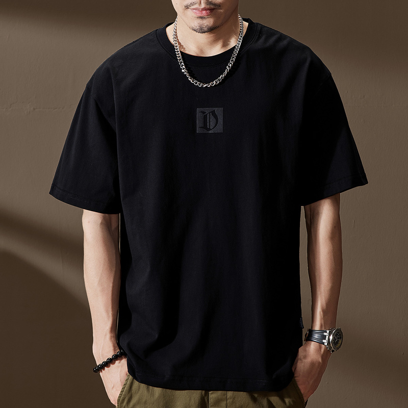 280g Heavyweight Black Short-Sleeve T-Shirt for Men, Summer High Street Trendy Brand, Loose Fit, Large Size, Simple American Style T-Shirt for Men 280g Heavyweight Black Short-Sleeve T-Shirt for Men, Summer High Street Trendy Brand, Loose Fit, Large Size, Simple American Style T-Shirt for Men