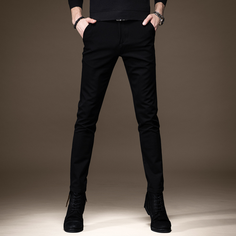 High-End Pure Black Men's Jeans, New Spring and Autumn Korean Style Trendy Brand Slim Fit Skinny Stretch Versatile Casual Pants for Men