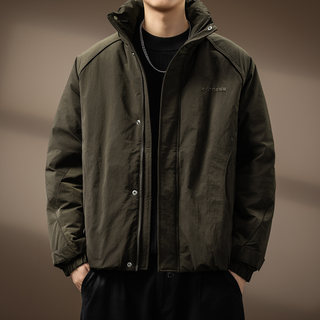 High-end-retro-stehkragen 90 weiße entendaunenjacke für herren winter neue mode warme und trendige marken-kurzarbeitsjacke