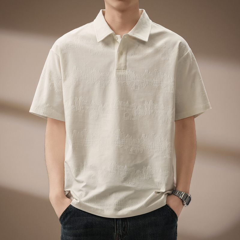 High-End American-Style Lightweight and Breathable 3D Textured Short-Sleeved Polo Shirt for Men, New Summer Style, Textured Loose Top with a Turn-Down Collar High-End American-Style Lightweight and Breathable 3D Textured Short-Sleeved Polo Shirt for Men, New Summer Style, Textured Loose Top with a Turn-Down Collar