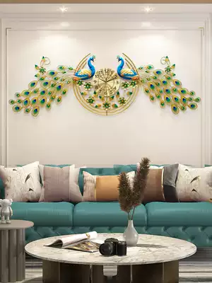 Living room wall clock Peacock atmospheric Wall Wall Wall decoration porch TV background wall three-dimensional decorative clock