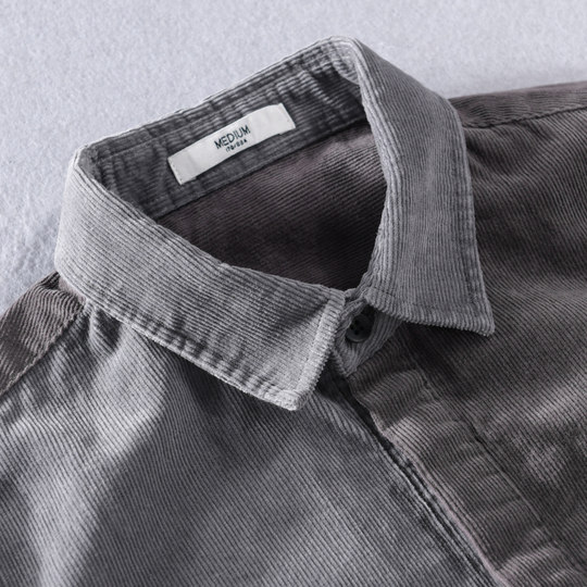 Spring and Autumn Men's Corduroy Shirt, Retro Color-Blocking Casual Jacket, Youth Loose and Comfortable Pure Cotton Corduroy Shirt