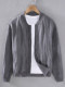 High-End Yarn-Dyed Pure Linen Baseball Collar Jacket for Men, Old Money Style Retro Full Linen Chinese Stand-Up Collar Top Jacket