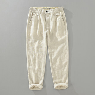 Japanese-Style High-End Yarn-Dyed Pure Linen Pants for Men, Thin, Breathable, Loose Straight-Leg Pants, Drapey Long Pants, Men's Casual Pants