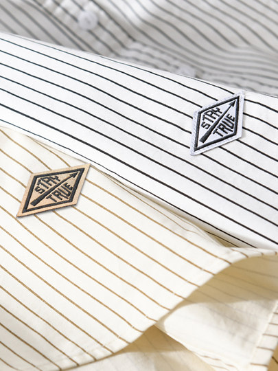 Spring and Autumn Fresh Striped Artistic Long-Sleeve Shirt for Men, Japanese Style Versatile Youth Loose Casual Pure Cotton Shirt Trendy