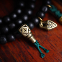 9mm Yellow Lima Copper Tibetan Square Handmade Mantra Point Buddha Head Tee Necklace Buddha Beads Rosary Beads Accessories