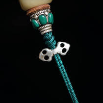 White Lima copper Vajra with five eyes and six links side-hanging necklace pendant small pendant Buddhist beads rosary back cloud jewelry