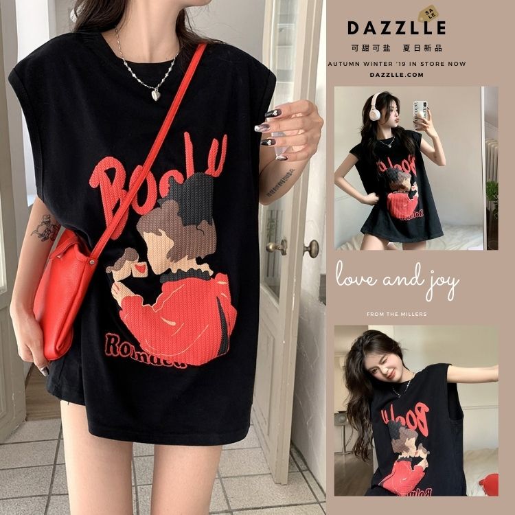 Maternity Tops, Summer Style, Stylish and Age-Reducing, Cartoon Pattern Printing, Loose-Fitting Maternity Sleeveless Vest T-Shirt for Women in Summer Maternity Tops, Summer Style, Stylish and Age-Reducing, Cartoon Pattern Printing, Loose-Fitting Maternity Sleeveless Vest T-Shirt for Women in Summer