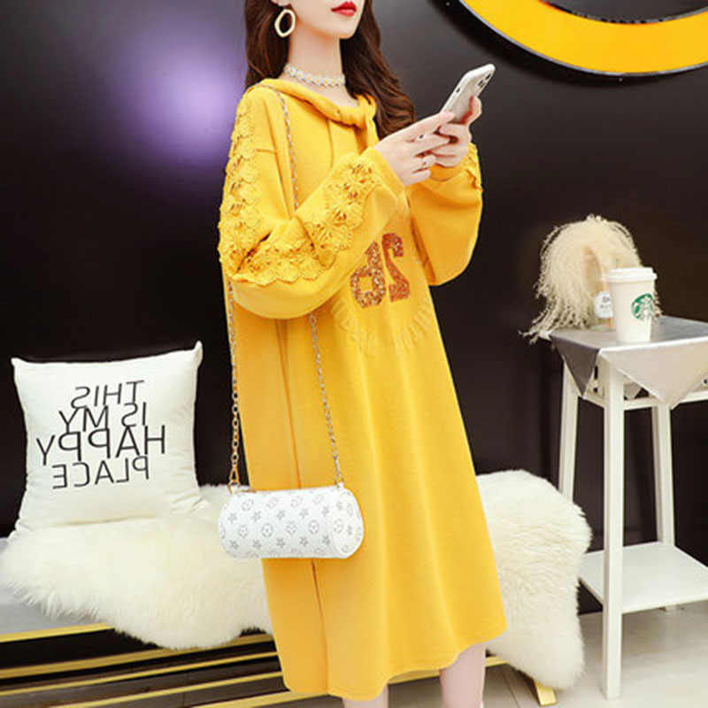 Maternity Spring Dress 2021 New Korean Version Fashion Hooded Sweatshirt Women's Mid-Length Spring and Autumn Fashion Hot Mom
