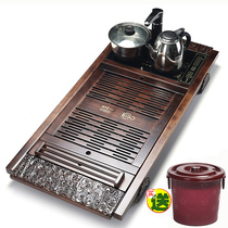 Quiet life Four-in-one household tea tray Solid wood Kung Fu tea table drainage bamboo and wood tea tray Electric magnetic stove