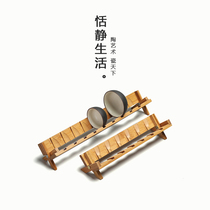 Quiet portable bamboo cool cup holder folding tea cup holder water cup holder storage drain rack kung fu tea set tea ceremony accessories