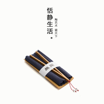 Quiet life Natural bamboo tea clip Tea lotus cotton linen tea towel three-piece Kung Fu tea ceremony accessories combination tea picker