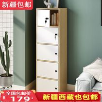 Xinjiang simple bookshelf locker bookcase with door lock small cabinet Childrens simple cabinet Balcony storage cabinet