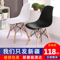 Xinjiang modern simple backrest chair household stool Nordic leisure negotiation White dining chair Lazy table chair