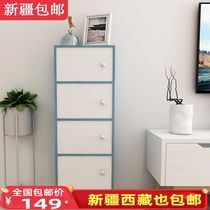 Xinjiang bedside cabinet locker Toy storage cabinet Solid wood leg floor with door Wooden simple balcony cabinet