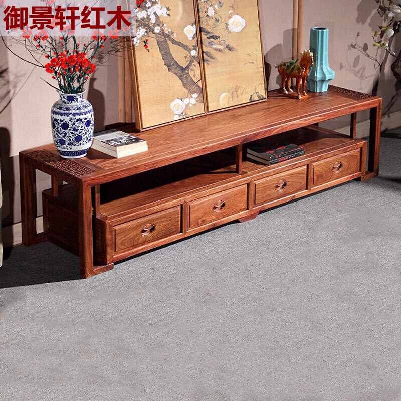 Hedgehog red wood Xinhua Chinese TV cabinet Solid wood whole classical flower wood Light simple furniture