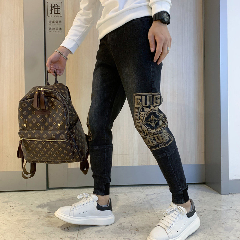 Black Tide Brand Feet Jeans Men's Pants Autumn and Winter 2020 New Korean Fashion Slim Joker Casual Pants