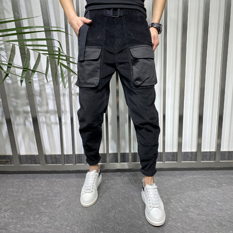 Corduroy pants men's autumn and winter Korean version of the trend Joker men's overalls Tide brand thick toe casual trousers