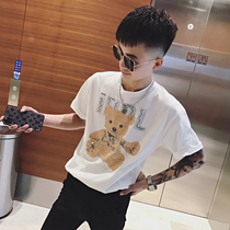 ins Net Red Bear T-shirt mens Tide brand wild 2021 New Short Sleeve Top Summer fashion trend half sleeve shirt