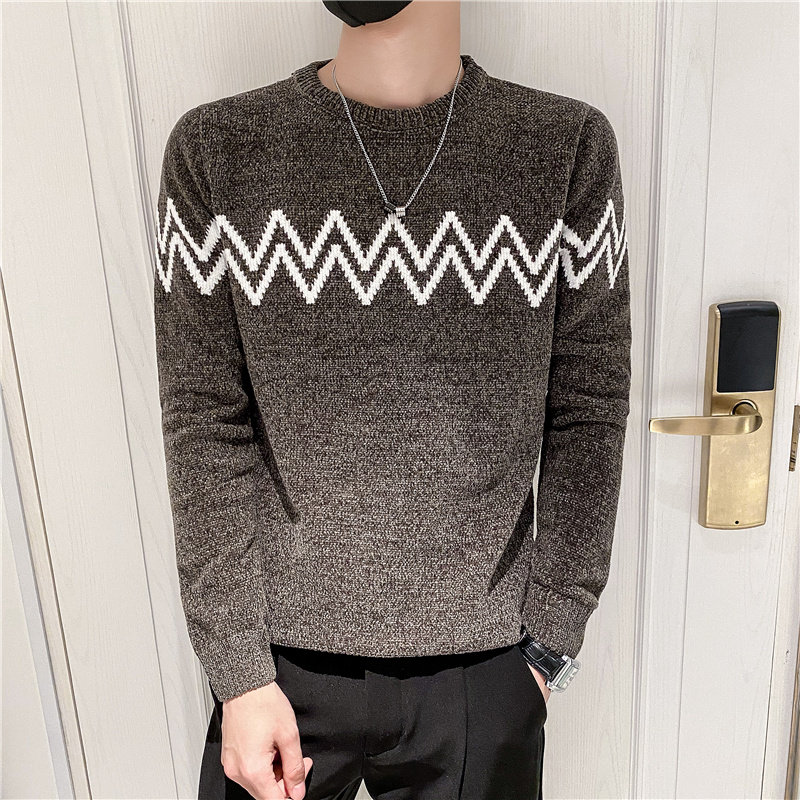 Mink velvet sweater men's autumn and winter 2020 new Korean trend personality interior warm base shirt men's sweater