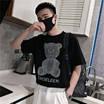 Bear T-shirt mens short sleeve 2021 new summer half sleeve cotton shirt Net Red Tide brand loose trend clothes