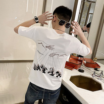 Short-sleeved male trendy brand ins Super fire Net Red fashion casual T-shirt summer 2021 new wild student tops