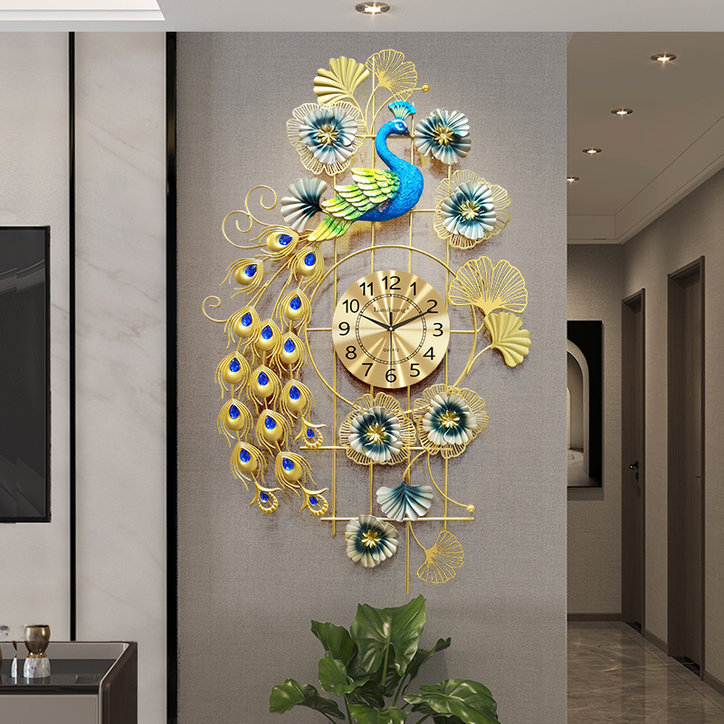 New Chinese Hung Clock Living Room Peacock Decoration Watches & Clocks Home Fashion Personality Creative China Wind Eurostyle Light Extravagant Clock