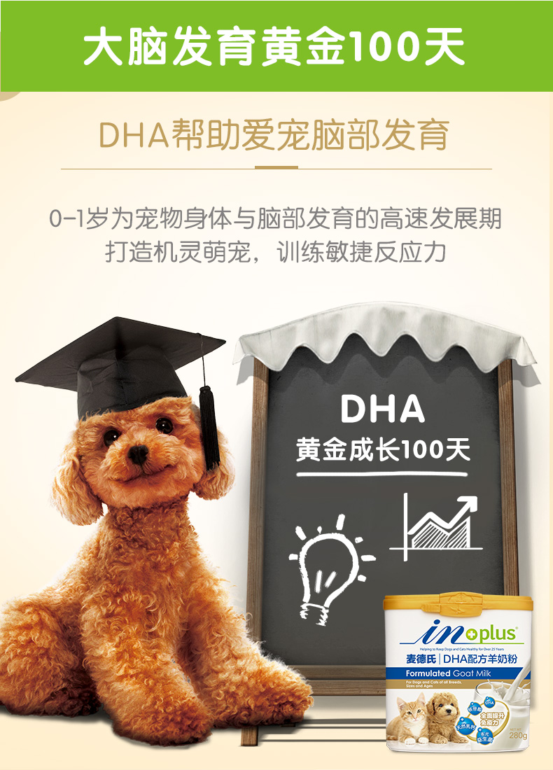 Meds DHA cún con mèo con phát triển thú cưng sữa bột 280g gấu bông vàng chó tha mồi mèo phổ quát - Cat / Dog Health bổ sung cho mèo con uống sữa gì