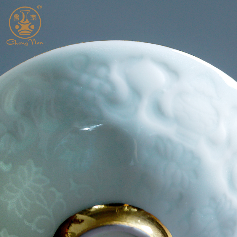 Chang south ceramics jingdezhen kung fu tea tea tea set BeiYing green paint a single cup of tea light sweet hat to CPU