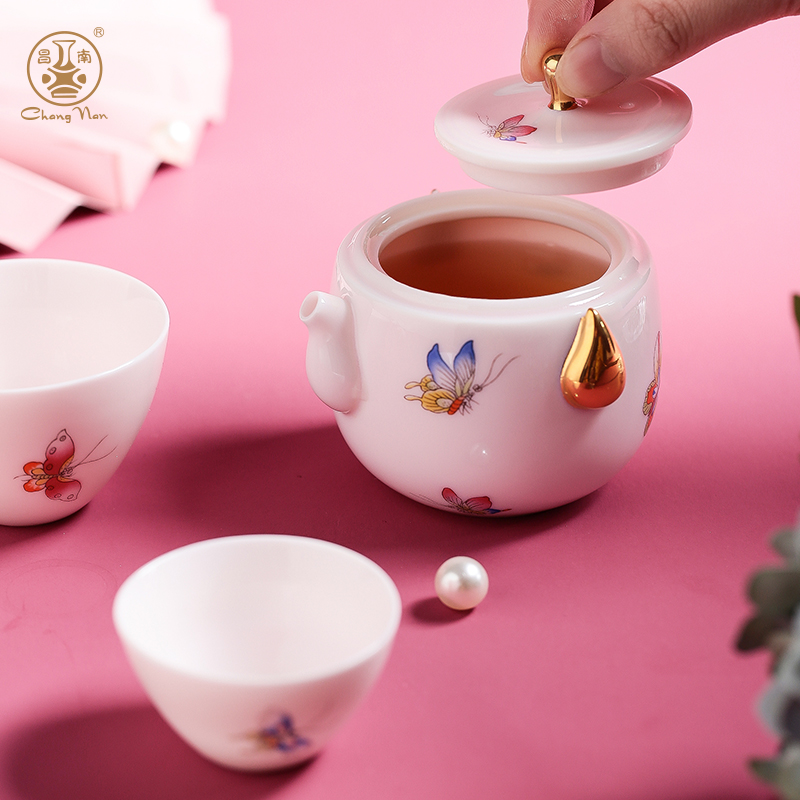 Chang south ceramic cup to crack a pot of two cups of love is like a butterfly tattoo portable travel tea set gift giving women tea sets