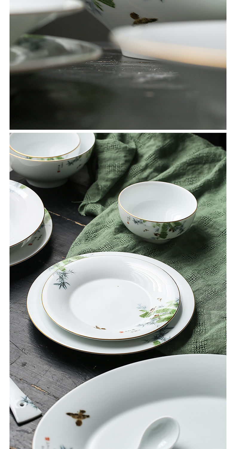 Prosperous southern dishes household of Chinese style and contracted jingdezhen ceramic spring suits for home dishes chopsticks combination