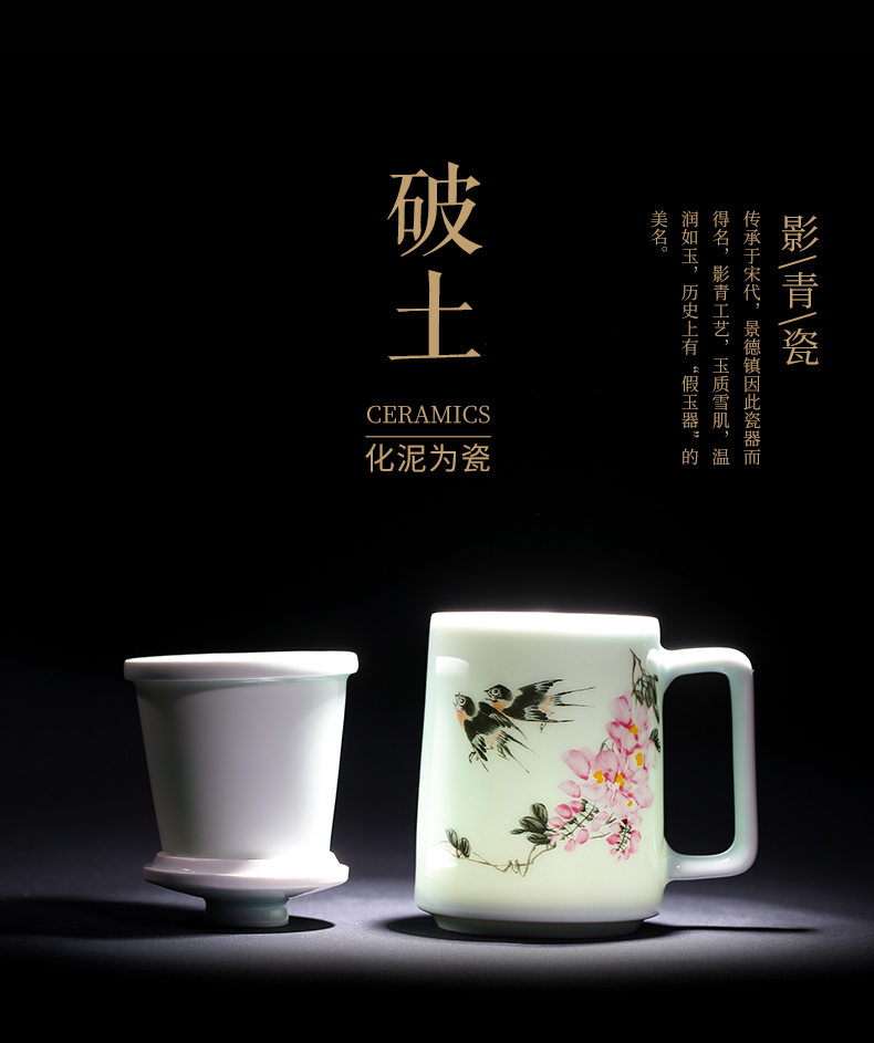 Master chang south porcelain made jingdezhen ceramic cups shadow green tea tea cups with cover filter office gift box