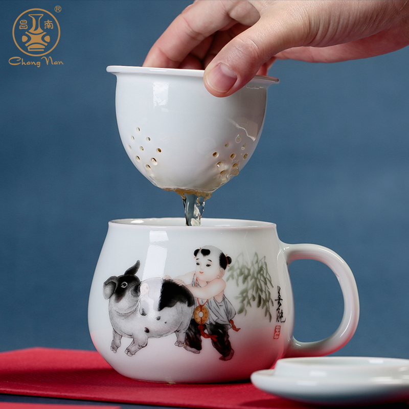 Chang south masterpieces zodiac year jingdezhen with cover filter ceramic everything goes well with office home tea cup