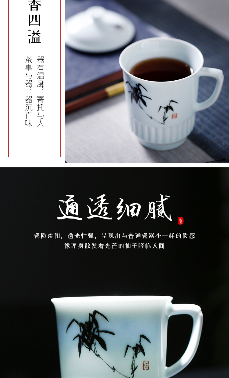 Chang south ceramic cups with cover glass jade bamboo wind the meeting office make tea cup hotel conference room, with the cup