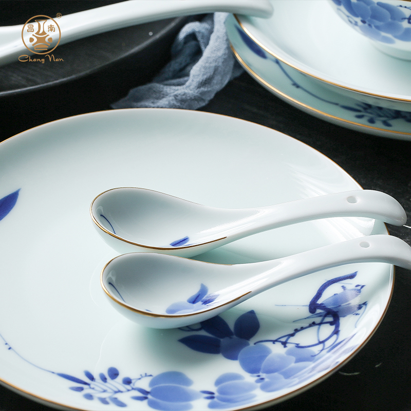 Prosperous southern dishes household of Chinese style and contracted wisteria jingdezhen ceramics tableware suit household combination dishes chopsticks