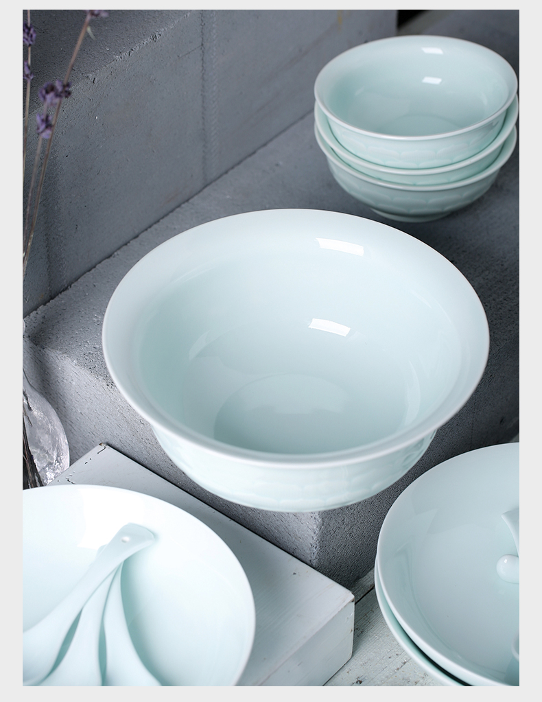 Chang south of jingdezhen ceramic bowl set home dishes Chinese dishes contracted plate shadow carving dishes