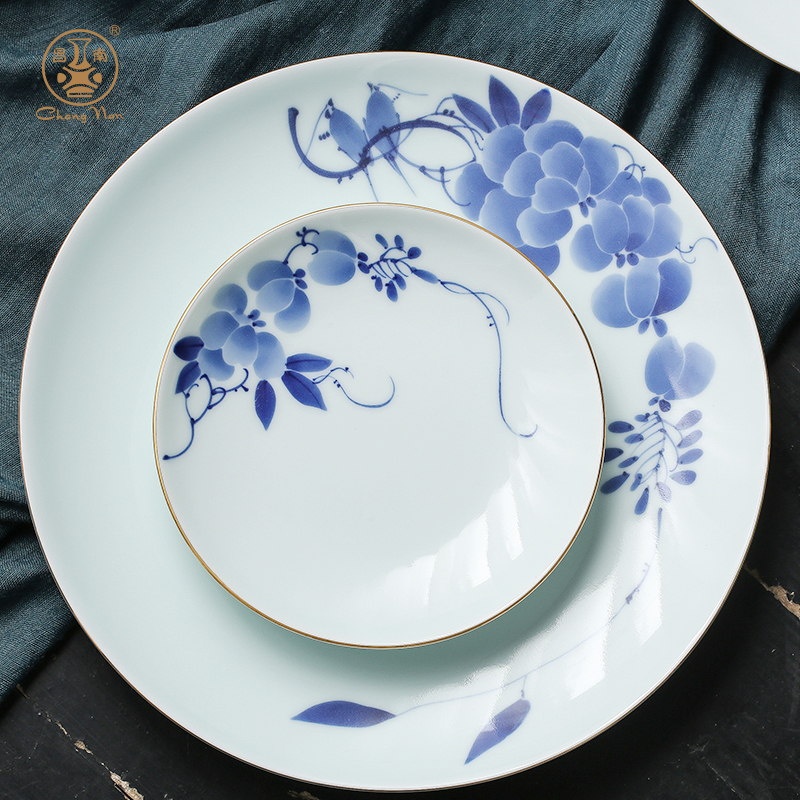 Prosperous southern dishes household of Chinese style and contracted wisteria jingdezhen ceramics tableware suit household combination dishes chopsticks